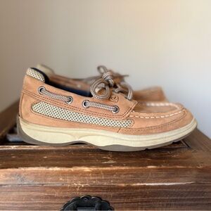Sperry Kids Tan Lanyard Leather Loafer Boat Shoes